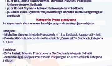„Mamo, tato jedź bezpiecznie” – wyniki konkursu kat. plastyka